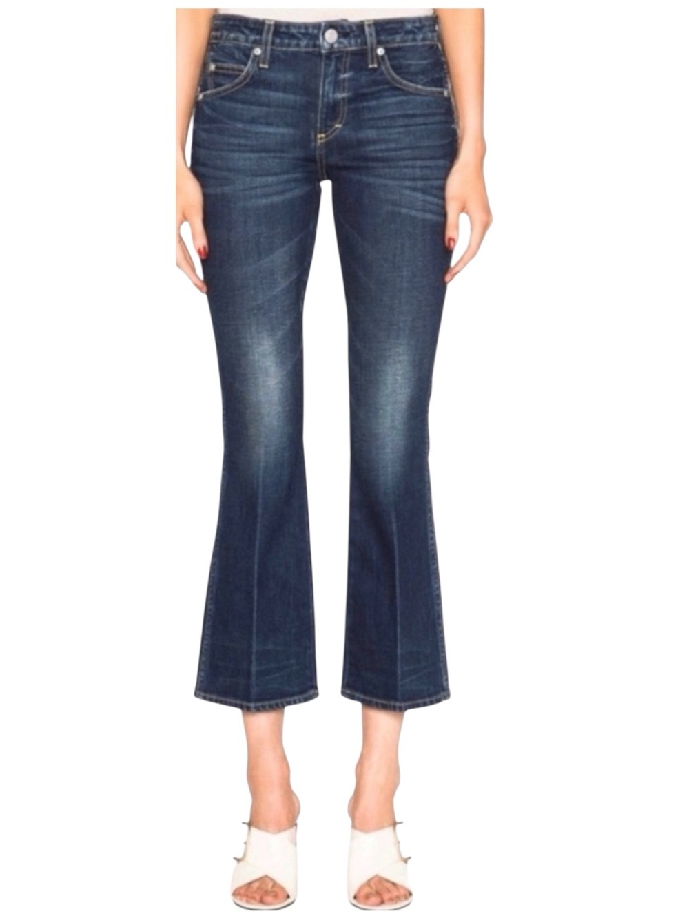AMO Jane True Blue Flared Jeans Cropped Blue Size 25